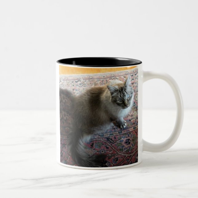 Taza del gato con verso… en el ojo cariñoso de un (Derecha)