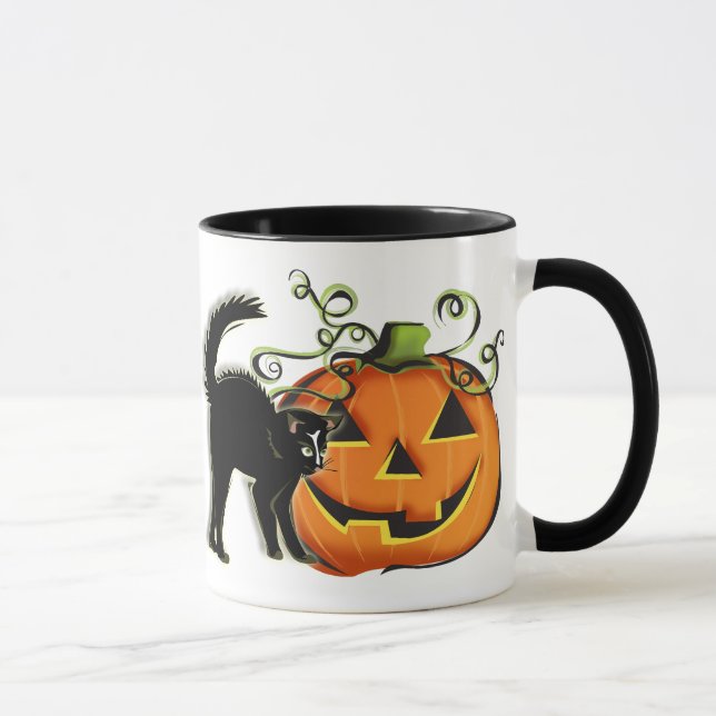 Taza del gato de la Jack-O-Linterna N (Derecha)