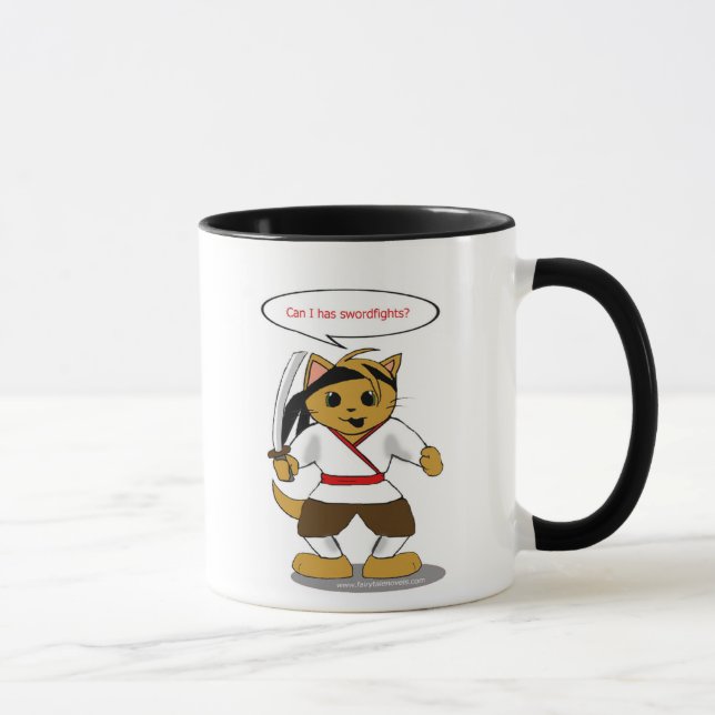 Taza del gato de la seguridad del samurai (Derecha)