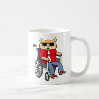 Taza del gato de la silla de ruedas