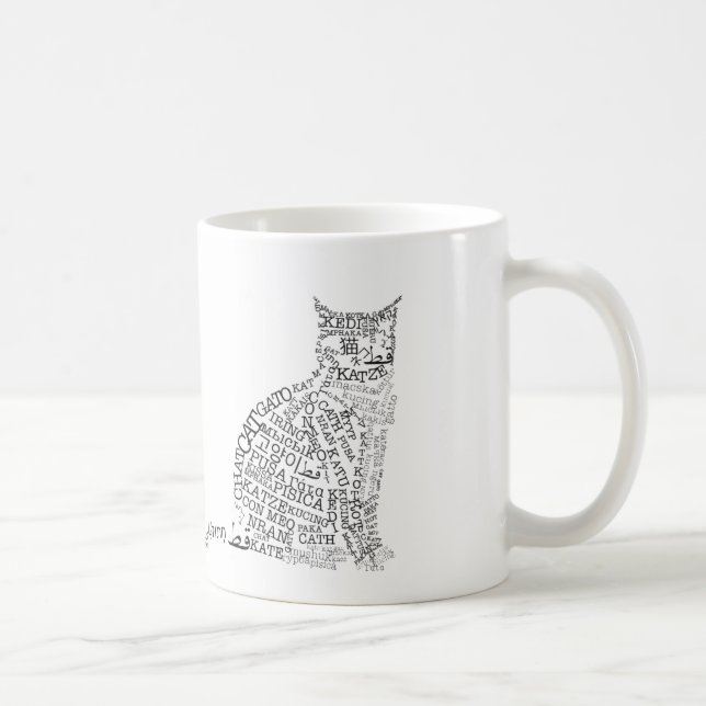 Taza del gato de las idiomas de mundo (Derecha)