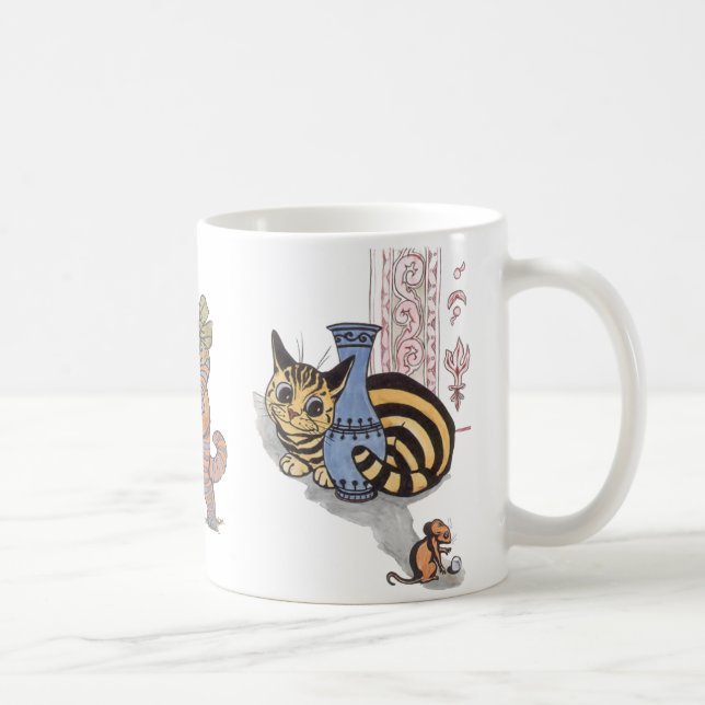 Taza del gato de Louis Wain del vintage (Derecha)