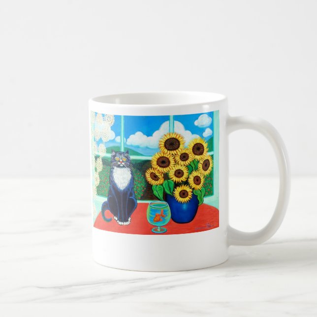 Taza del gato del girasol (Derecha)