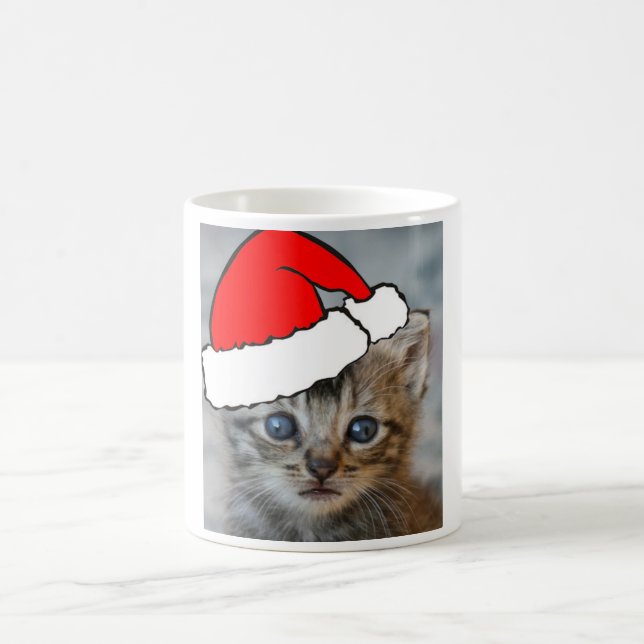 Taza del gorra de santa del gatito (Centro)