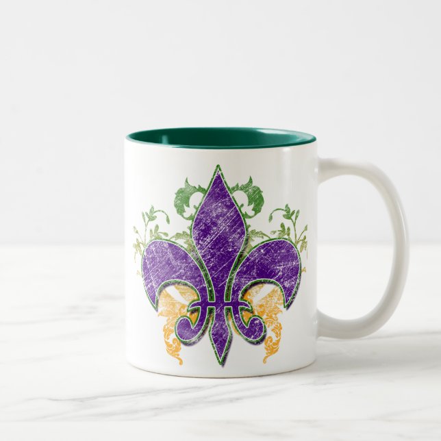Taza del Grunge de la flor de lis del carnaval (Derecha)