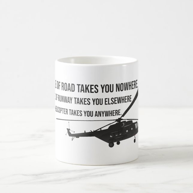 Taza del helicóptero con la cita (Centro)