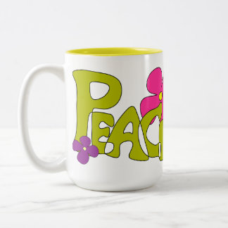 Taza del hippy de la paz y del amor