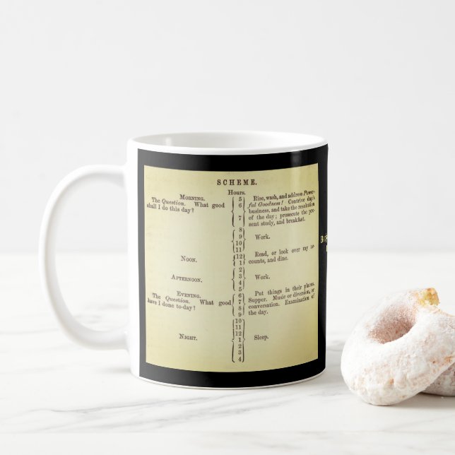 Taza del horario de Benjamin Franklin (Con donut)