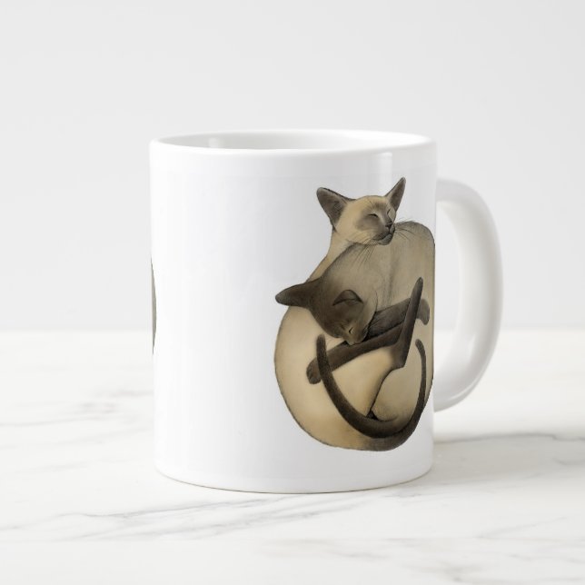 Taza del jumbo de los gatos siameses de Yin Yang (Derecha)