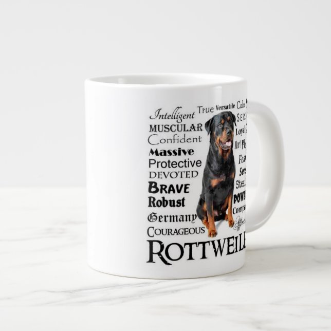Taza del jumbo de los rasgos de Rottie (Derecha)