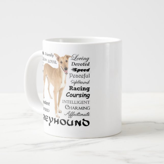 Taza del jumbo de los rasgos del galgo (Izquierda)