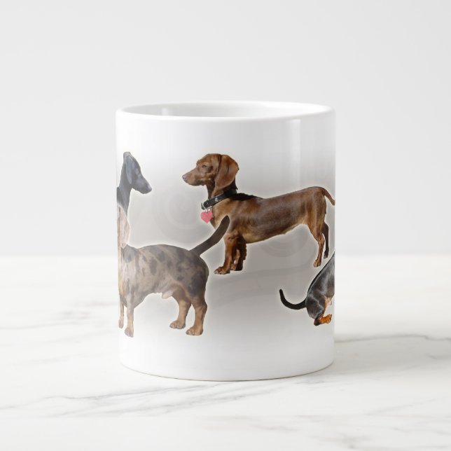Taza del jumbo del collage del dachshund de Eridox (Frente)