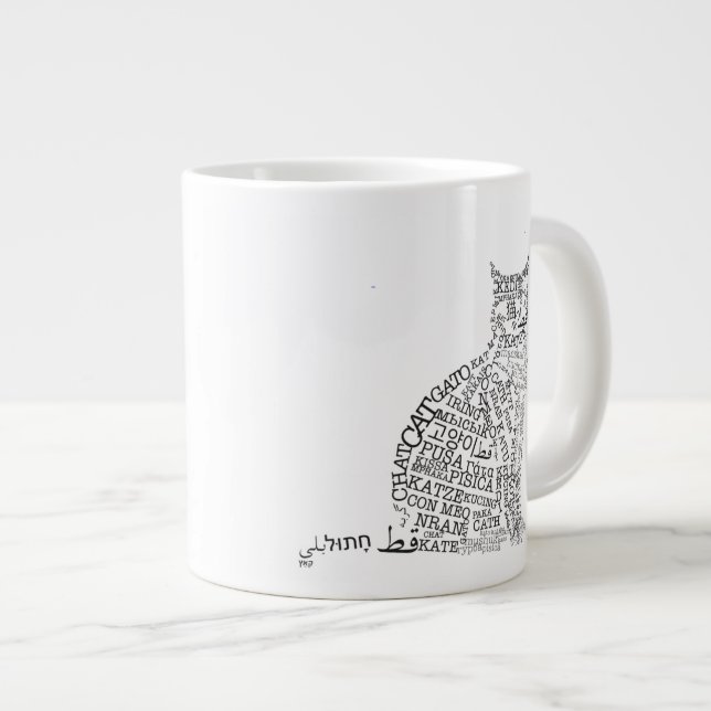 Taza del jumbo del gato de las idiomas de mundo (Derecha)