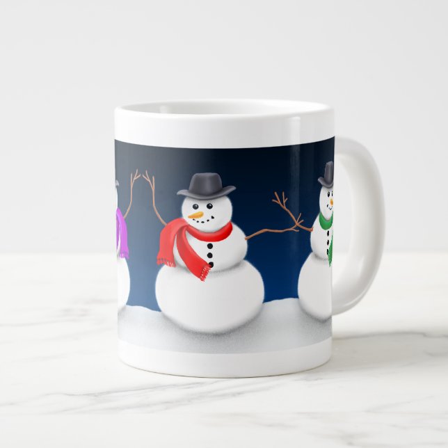 Taza del jumbo del muñeco de nieve del navidad (Derecha)