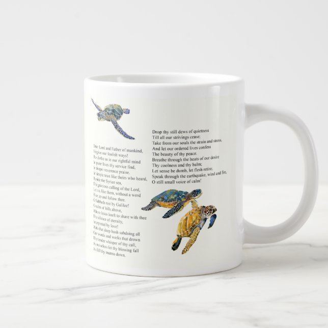 Taza del jumbo del poema del rezo de la paz de las (Derecha)