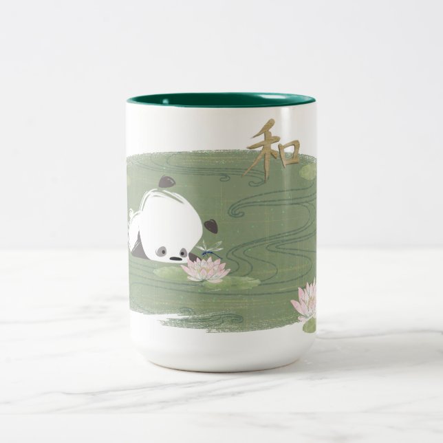 Taza del lirio de agua de la panda del zen (Centro)