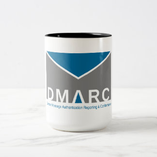Taza del logotipo del Dos-Tono DMARC, 15 onzas