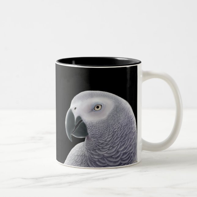 Taza del loro del gris africano (Derecha)