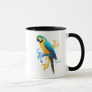 Taza del Macaw del azul y del oro