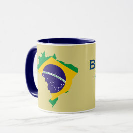 Taza del mapa de la bandera del Brasil