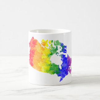 Taza del mapa del orgullo del arco iris de la hoja
