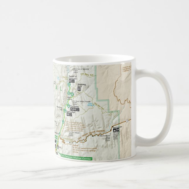 Taza del mapa del parque nacional de Zion (Utah) (Derecha)