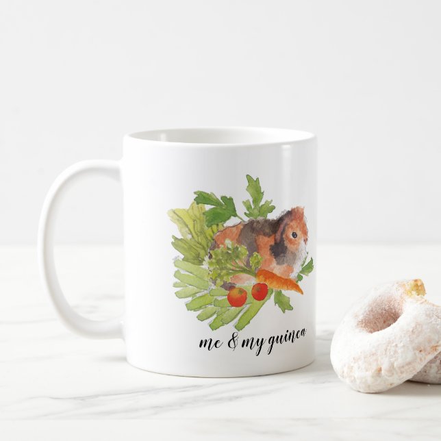Taza del mascota de la acuarela de la ensalada de (Con donut)