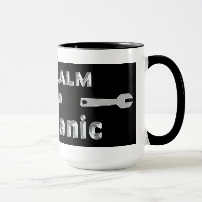 TAZA DEL MECÁNICO - MANTENGA TRANQUILO - NEGRO Y (Derecha)