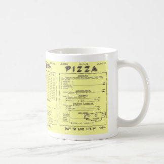 Taza del menú de la pizza del alfarero