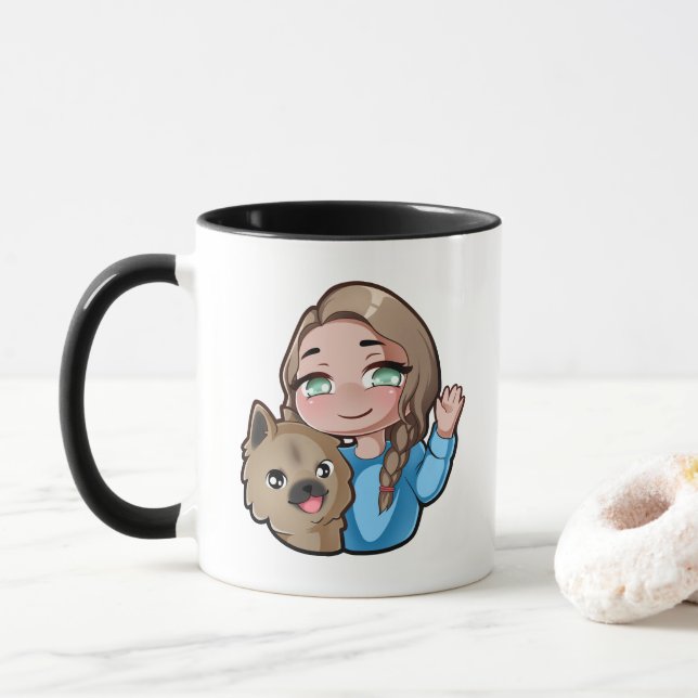 Taza del mollete y de Lille Venn Chibi (Con donut)