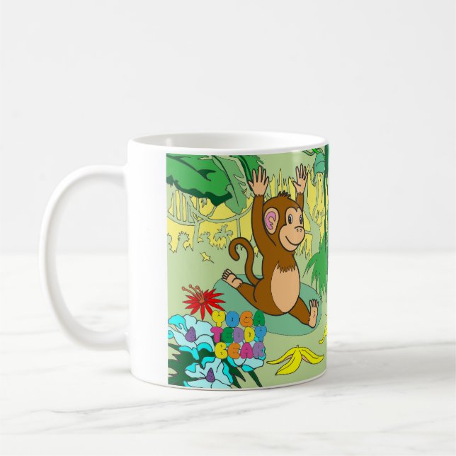 Taza del mono del oso de peluche de la yoga (Izquierda)