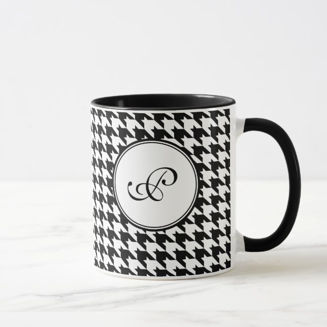 Taza del monograma de Houndstooth (Derecha)