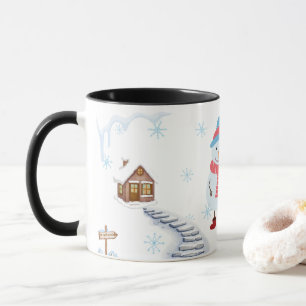 Taza del muñeco de nieve de Hola Invierno • Paisaj
