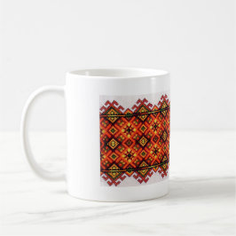 Taza del naranja del bordado de Vyshyvanka Hutsul
