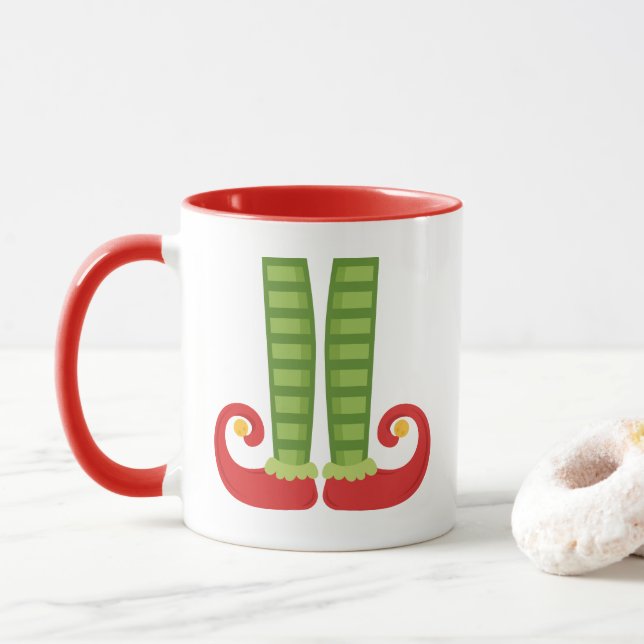 Taza del navidad con los zapatos del duende (Con donut)