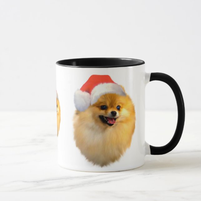Taza del navidad de Pomeranian (Derecha)