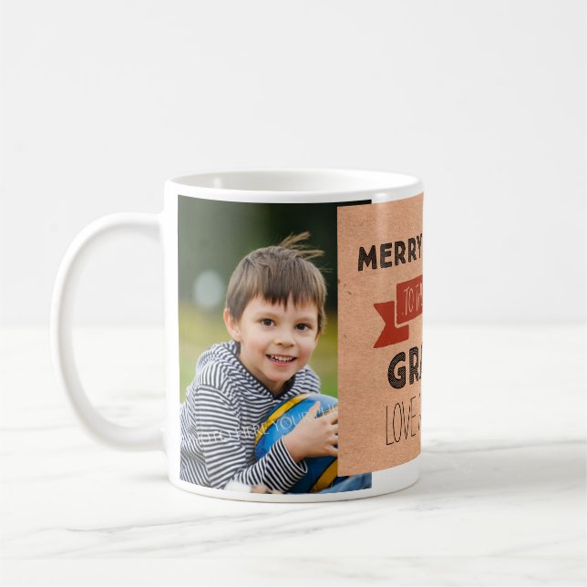 Taza del navidad del abuelo de la foto del papel (Izquierda)