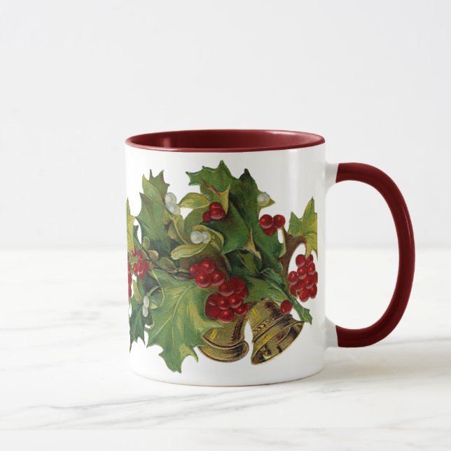 Taza del navidad del acebo del Victorian (Derecha)