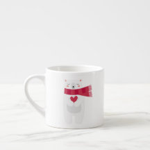 Taza del navidad del corazón del oso polar