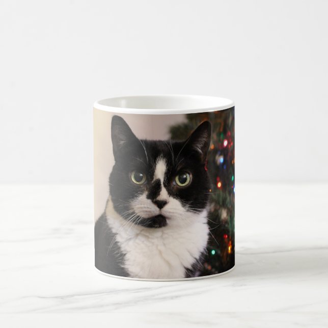 Taza del navidad del gato del smoking (Centro)