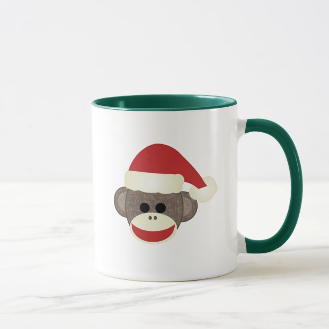 Taza del navidad del mono del calcetín de Santa (Derecha)