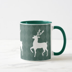 Taza del navidad del reno del verde caqui