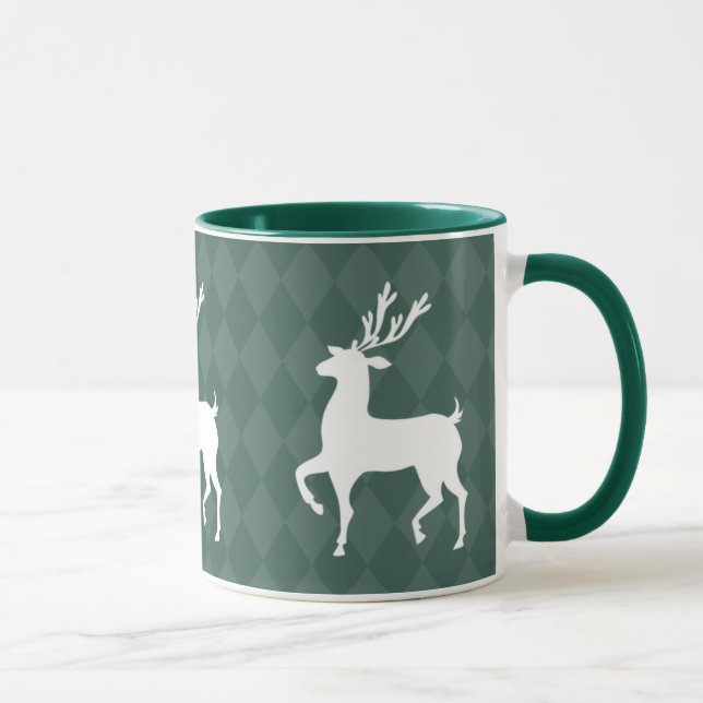 Taza del navidad del reno del verde caqui (Derecha)