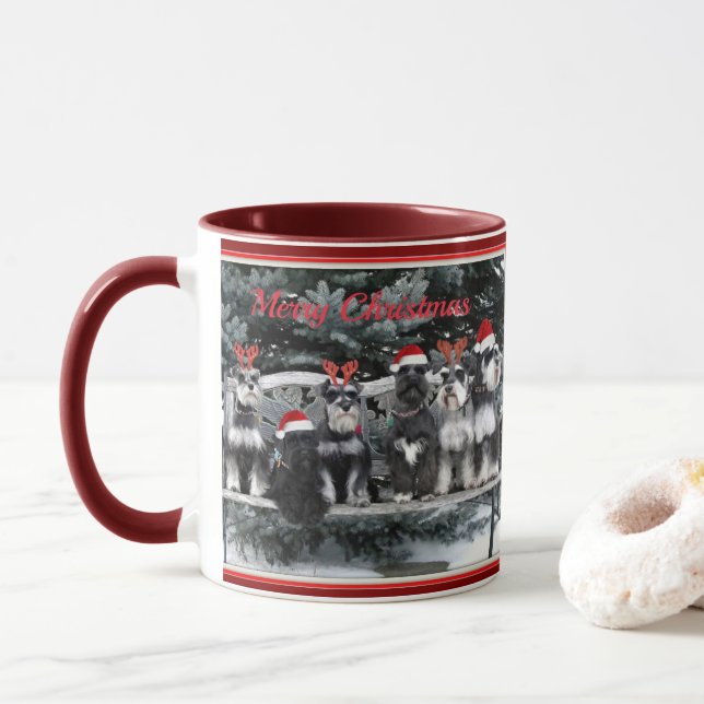 Taza del navidad del Schnauzer (Con donut)