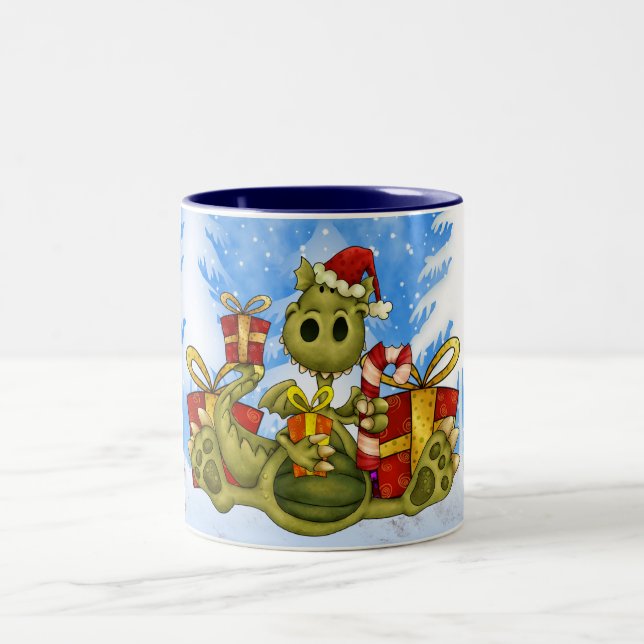 Taza del navidad - dragón lindo del navidad (Centro)
