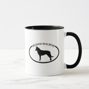 Taza del negro de la silueta de Malinois del belga