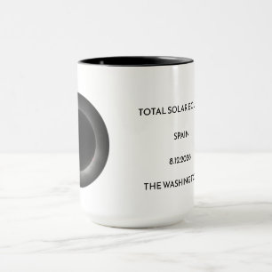 Taza del nombre de la fecha del lugar del eclipse