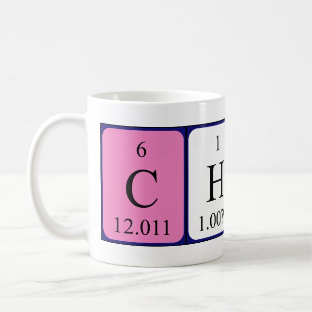 Taza del nombre de la tabla periódica de Charo (Izquierda)