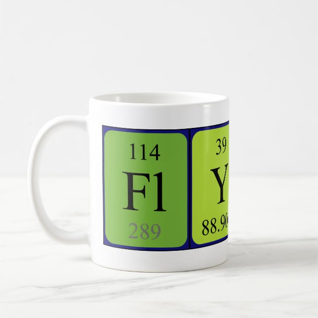 Taza del nombre de la tabla periódica de Flynn (Izquierda)