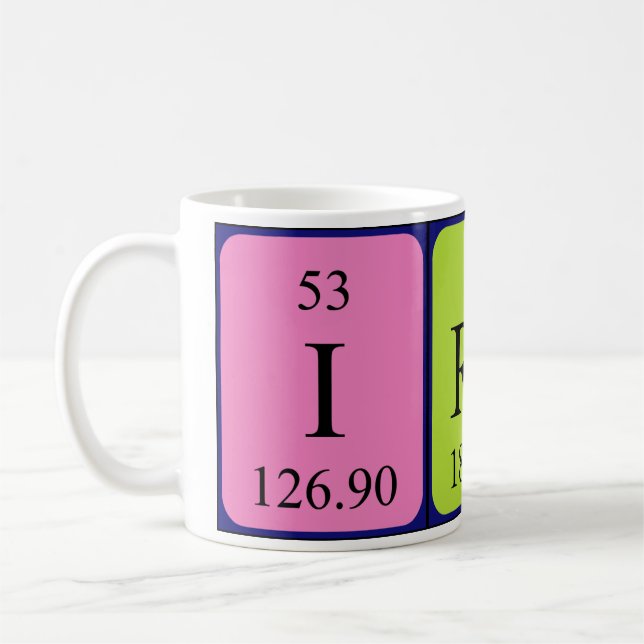 Taza del nombre de la tabla periódica de Irene (Izquierda)